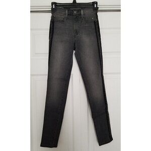 Joe's Jeans Flawless High Rise Skinny Ankle Black Distress W/ Dark Stripe Sz 23